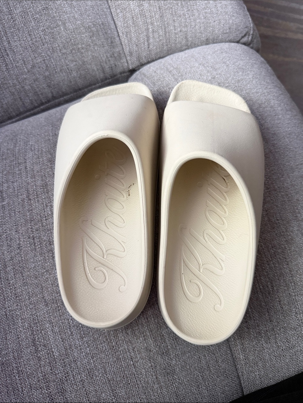 KHAITE Cream Minimalist Slide Sandals